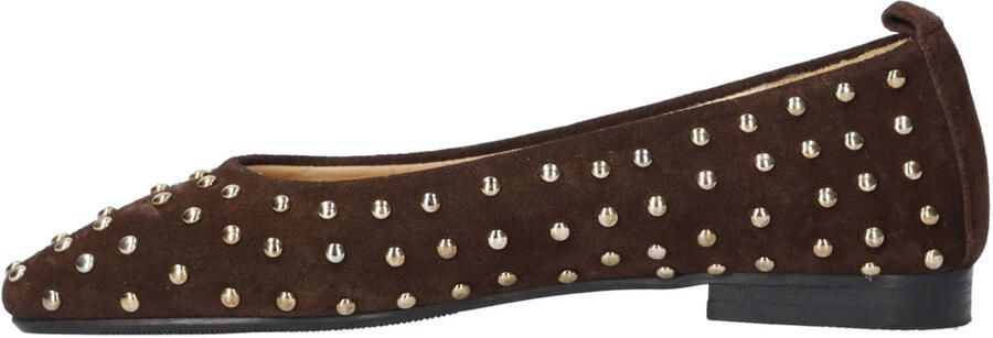 Babouche G-Libby-2 suède ballerina's met studs donkerbruin - Foto 2