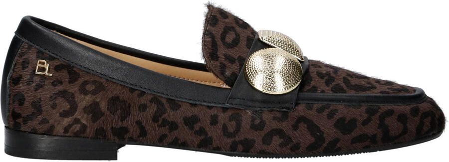 Babouche G-Lulu-59 leren loafers met strass-steentjes en panterprint bruin zwart