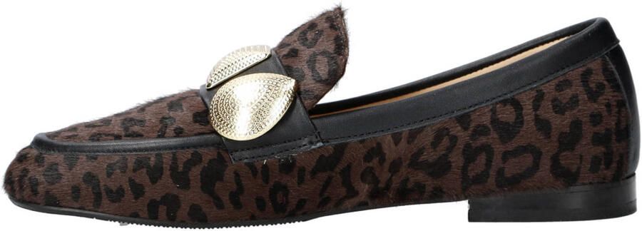 Babouche G-Lulu-59 leren loafers met strass-steentjes en panterprint bruin zwart - Foto 2