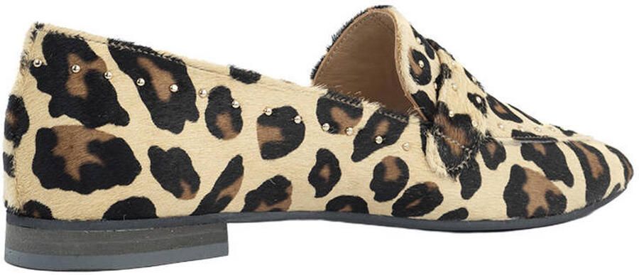 Babouche G-Luna- 8 leren loafers met ponyhair en panterprint beige zwart - Foto 2