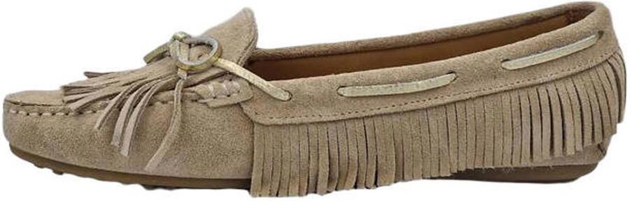 Babouche Hella-173 leren suède mocassins met franjes beige - Foto 3