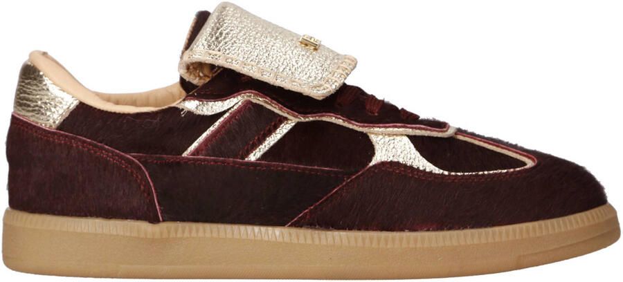 Babouche Ira-125m sneakers met ponyhair en leer bordeaux goud