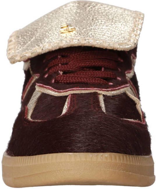 Babouche Ira-125m sneakers met ponyhair en leer bordeaux goud - Foto 3