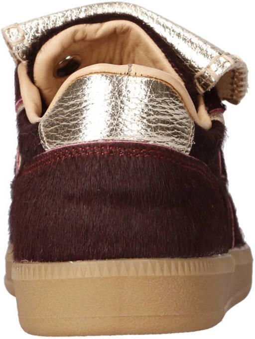 Babouche Ira-125m sneakers met ponyhair en leer bordeaux goud - Foto 2