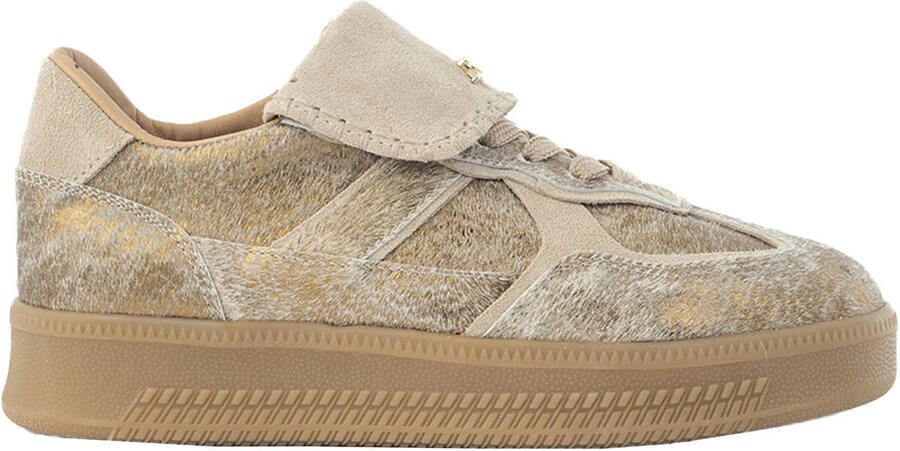 Babouche Ira-97 leren sneakers met ponyhair goud
