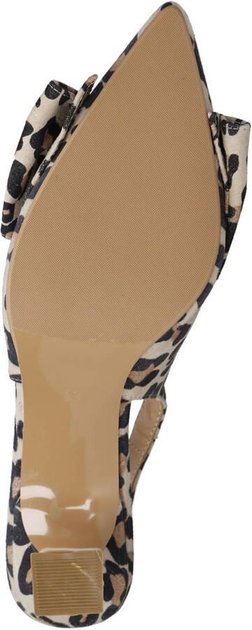 Babouche Jojo-2 suède leren slingback pumps met panterprint en strik beige zwart - Foto 2