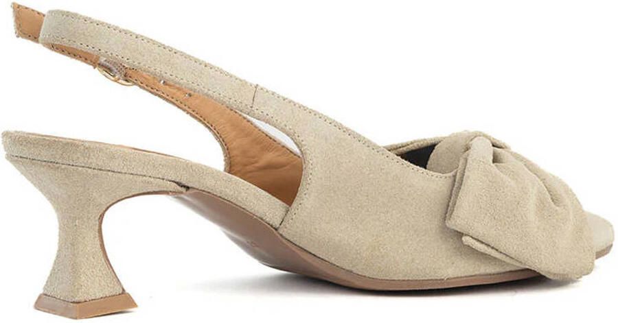 Babouche Jojo-2 suède leren slingback pumps met strik beige - Foto 2