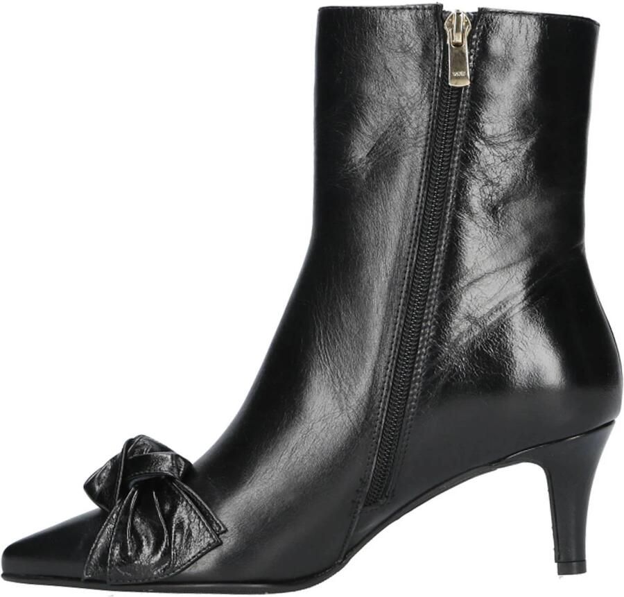 Babouche leren enkellaarzen met strikje zwart - Foto 2