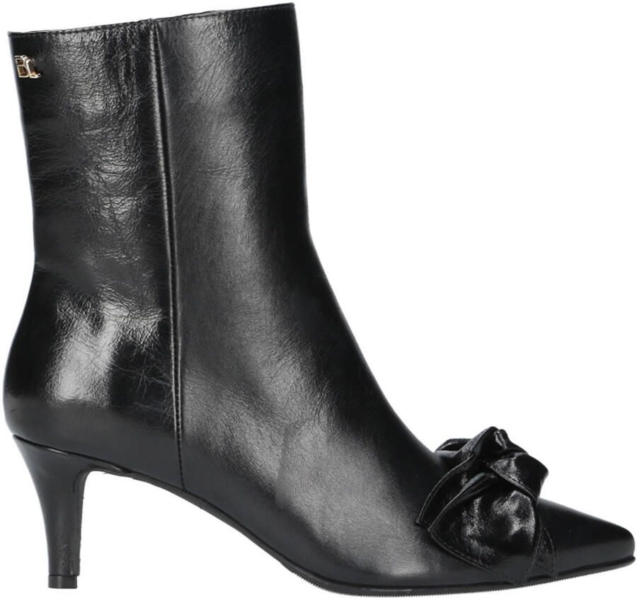 Babouche leren enkellaarzen met strikje zwart