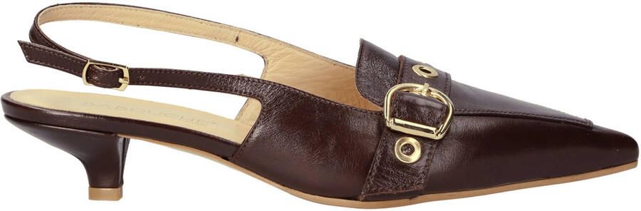 Babouche leren slingback pumps bruin