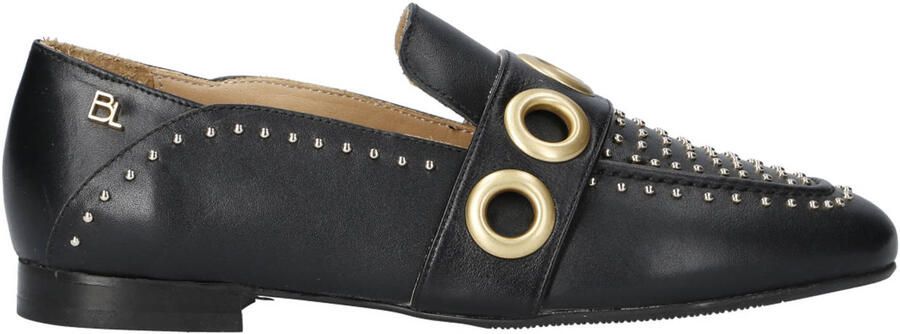 Babouche MG-Shelly-1 leren loafers met studs zwart