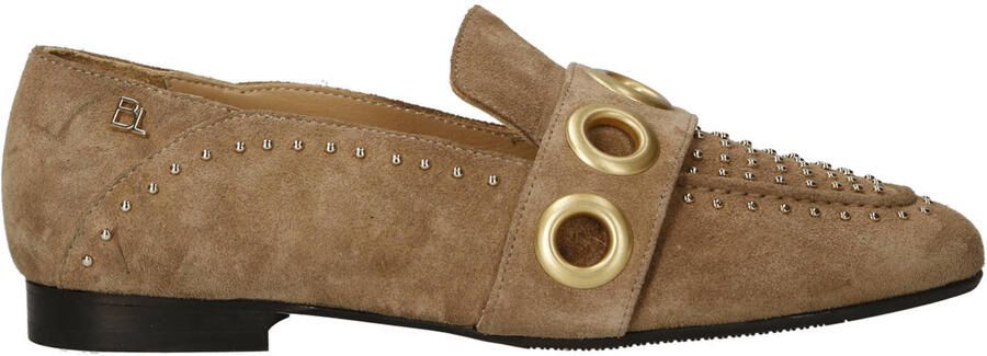 Babouche MG-Shelly-2 suède loafers met studs beige