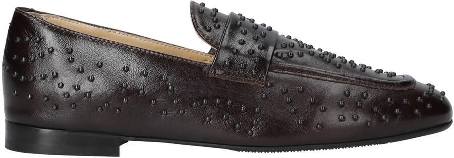 Babouche Sia-105 leren loafers met studs donkerbruin