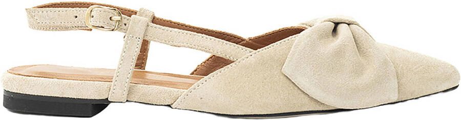 Babouche Sofie-2 suede slingback loafers met panterprint beige