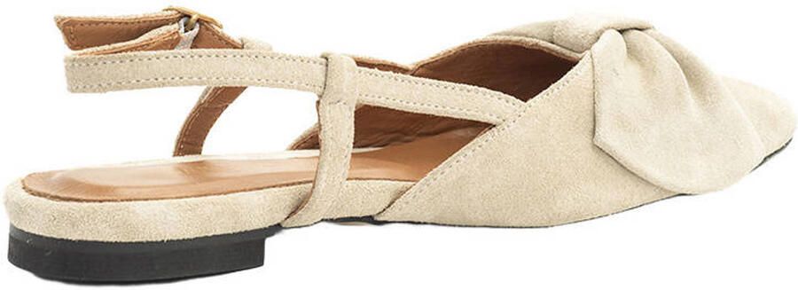 Babouche Sofie-2 suede slingback loafers met panterprint beige - Foto 2