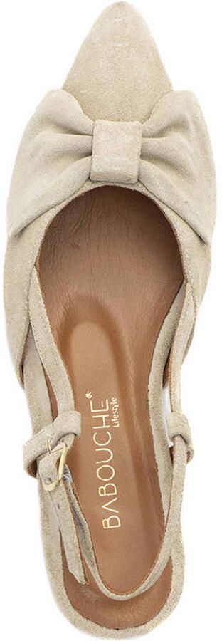 Babouche Sofie-2 suede slingback loafers met panterprint beige - Foto 3