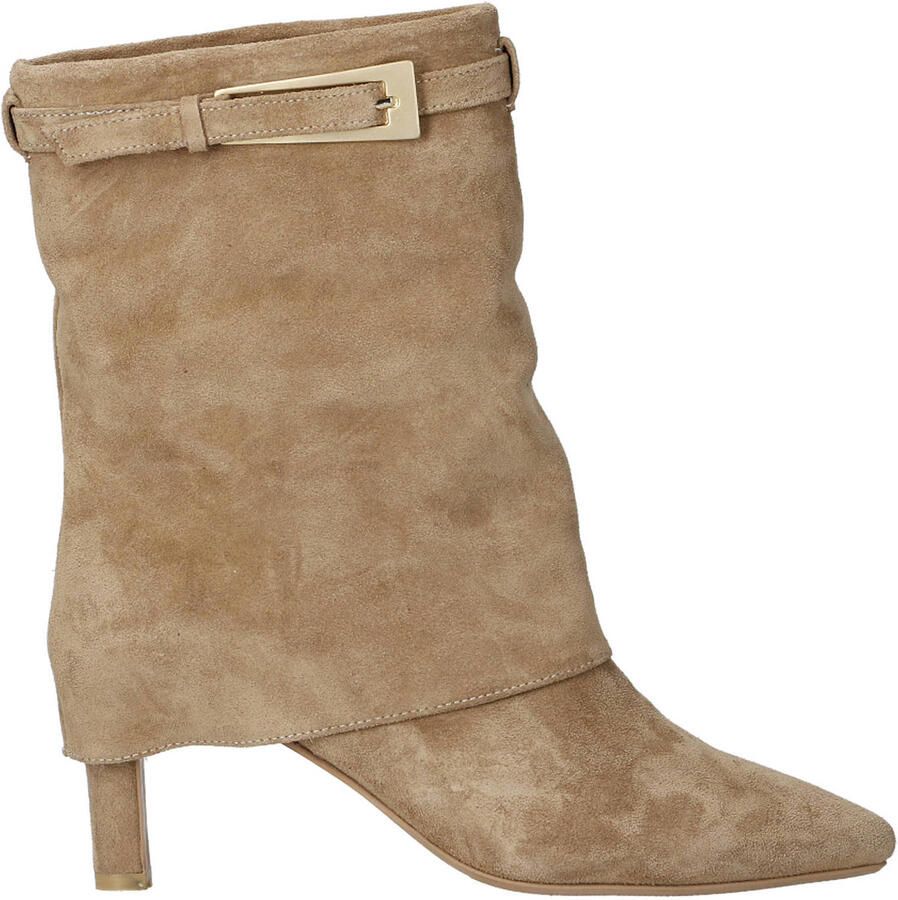 Babouche suède enkellaarsen met hak beige - Foto 2