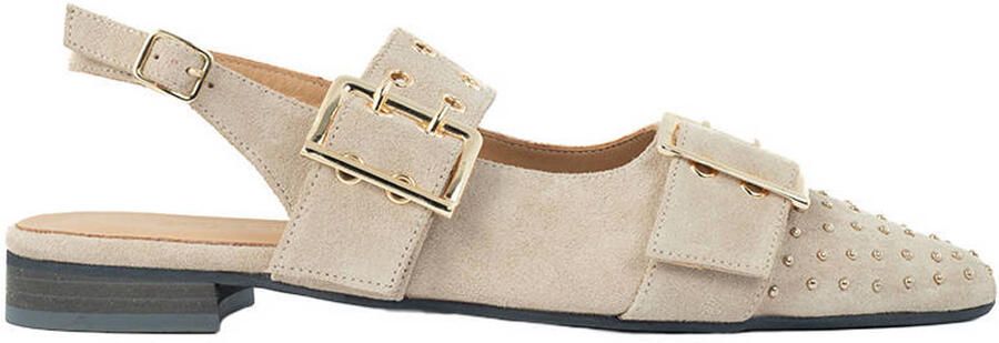 Babouche suède leren slingback loafers beige