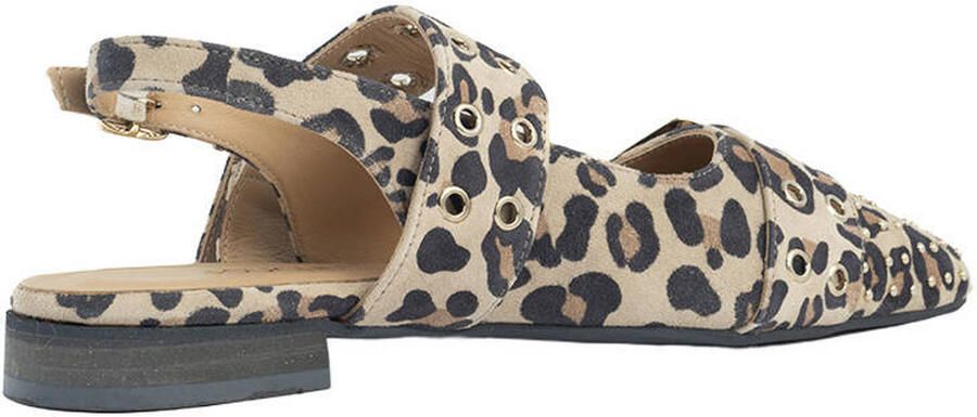 Babouche suède leren slingback loafers met panterprint beige zwart - Foto 2