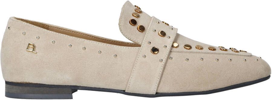 Babouche suède loafers met studs beige