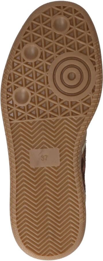 Babouche Yessy-216 suède sneakers met panterprint cognac zwart - Foto 2