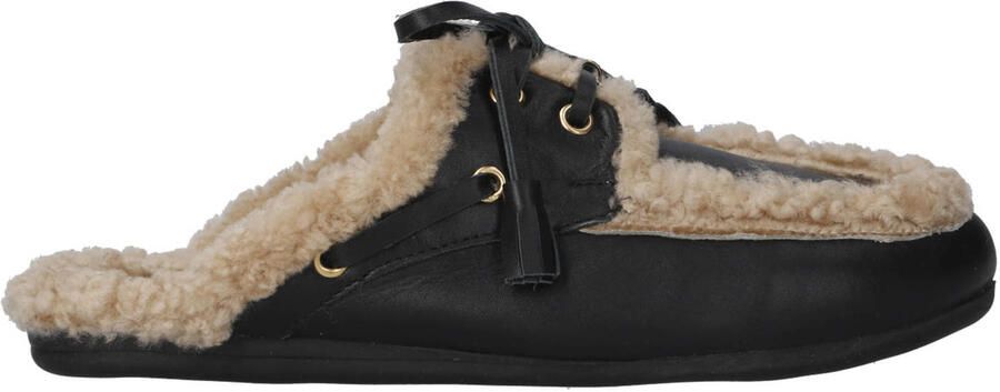 Babouche Ziggy-1 leren clogs zwart