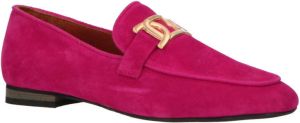 Babouche suède loafers met gesp fuchsia
