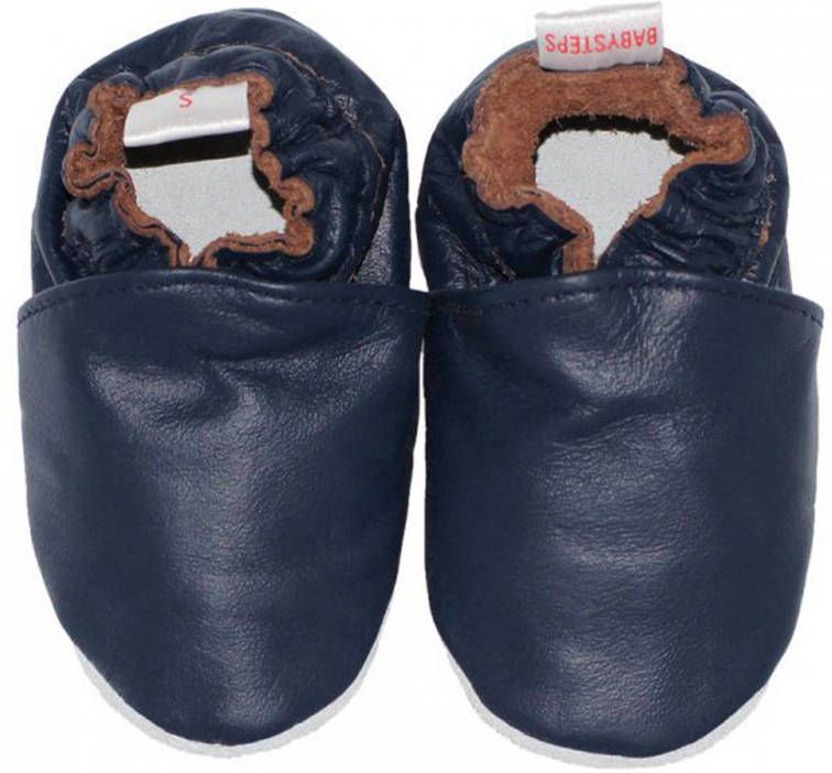 Babysteps leren babyslofjes blauw Leer Effen 18 19