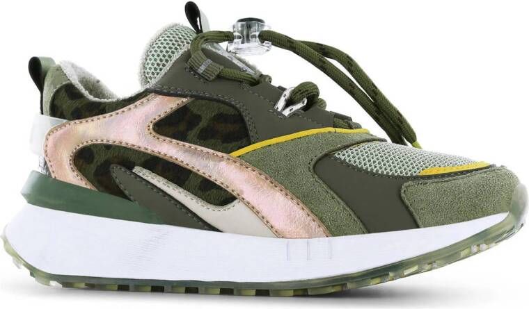 Shoesme Sneakers Meisjes Dark Green Rose Gold Badstof