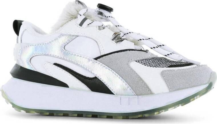Shoesme Sneakers Meisjes White Silver Metallic Badstof