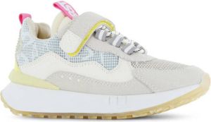 Barst leren sneakers beige lichtblauw geel