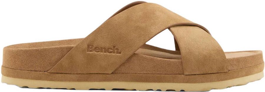 Bench imitatieleren slippers cognac