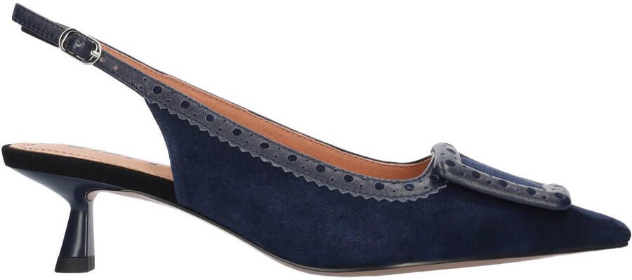 Bibi Lou Bonnie 55 suède slingback pumps donkerblauw