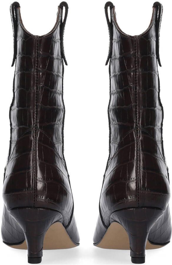 Bibi Lou Botines leren enkellaarzen met crocoprint kastanjebruin - Foto 3
