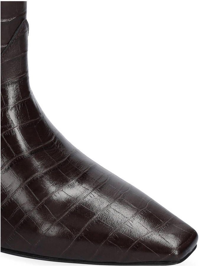 Bibi Lou Botines leren enkellaarzen met crocoprint kastanjebruin - Foto 2