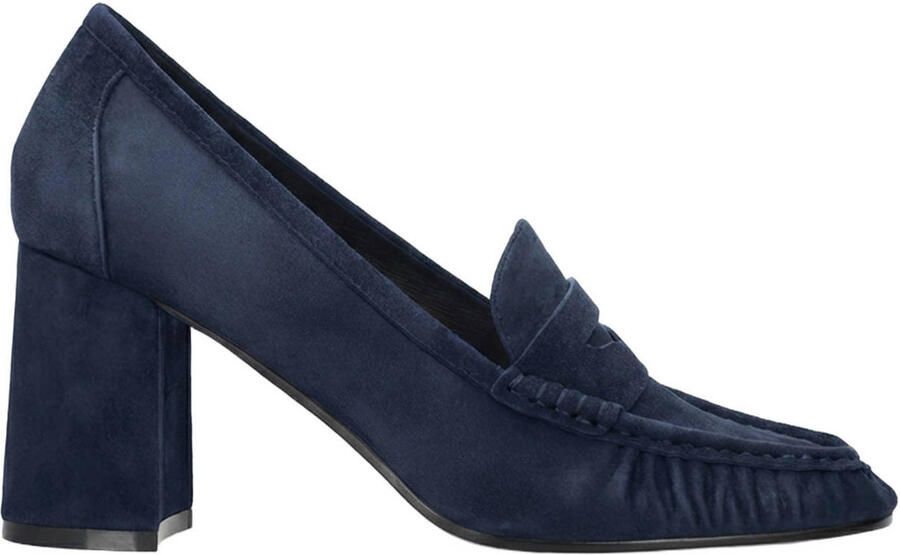 Bibi Lou Lyra 80 suède pumps met blokhak marineblauw