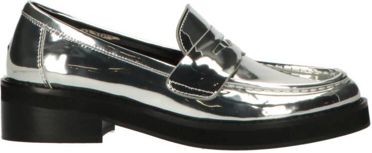 Bibi Lou Glanzende Loafer met Blokhak Gray Dames