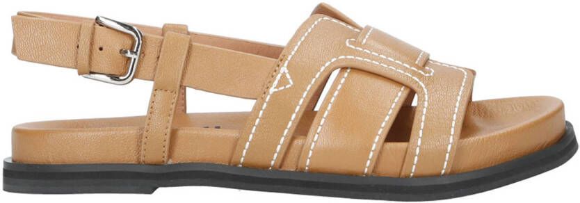 Bibi Lou Holy flat leren sandalen cognac