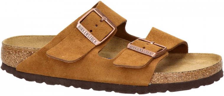 Birkenstock Arizona suède slippers cognac