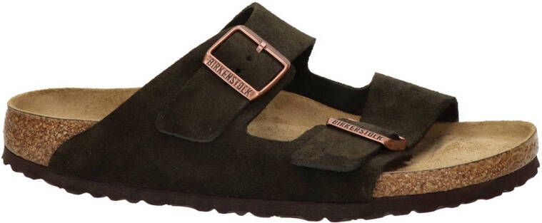 Birkenstock Arizona suède slippers donkerbruin