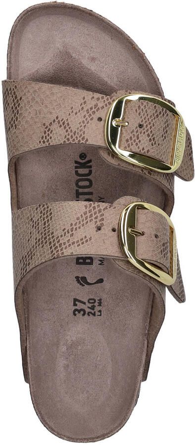Birkenstock Arizona Big Buckle Python leren slippers met dierenprint taupe - Foto 3