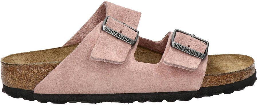 Birkenstock Arizona suède slippers roze