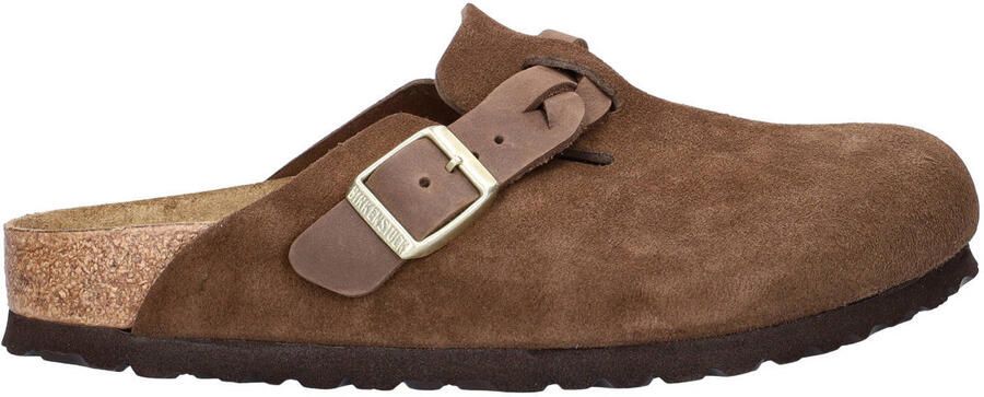 Birkenstock Boston Braided suède clogs bruin