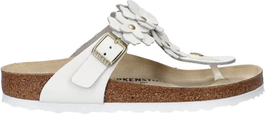 Birkenstock Gizeh Flower leren teenslippers wit