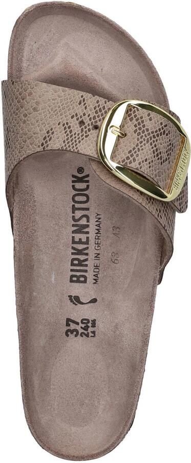 Birkenstock Madrid Big Buckle imitatieleren slippers met dierenprint taupe - Foto 3