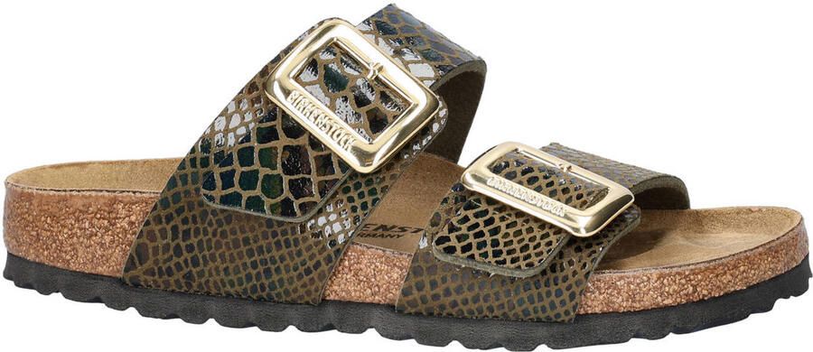 Birkenstock Sydney Cushion Buckle slippers met slangenprint bruin - Foto 3