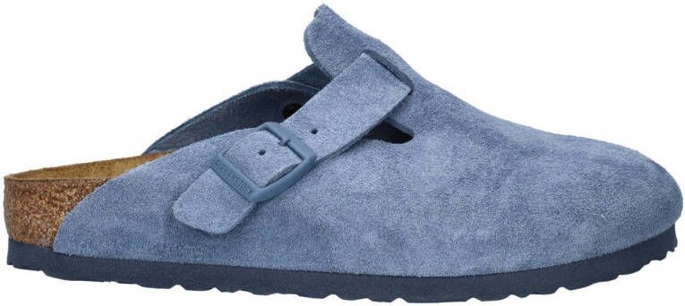 Birkenstock Boston suède clogs lichtblauw