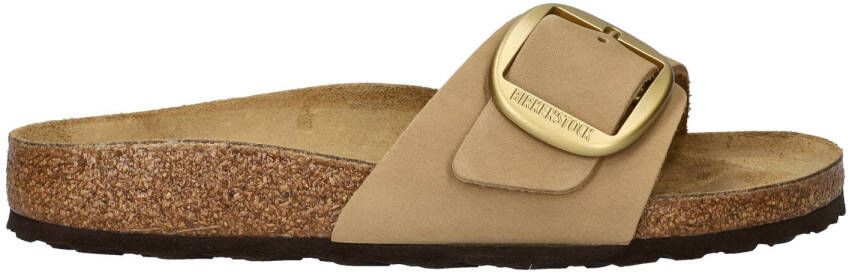 Birkenstock Madrid Big Buckle nubuck slippers beige