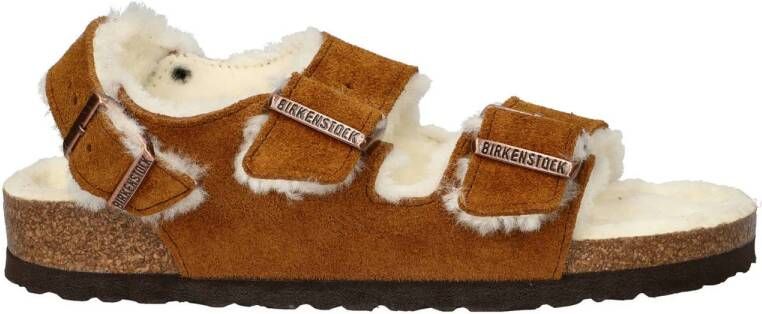 Birkenstock Milano Suède Schapenvacht Sandalen Brown Dames