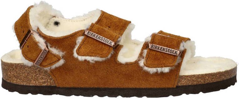 Birkenstock Milano Suède Schapenvacht Sandalen Brown Dames